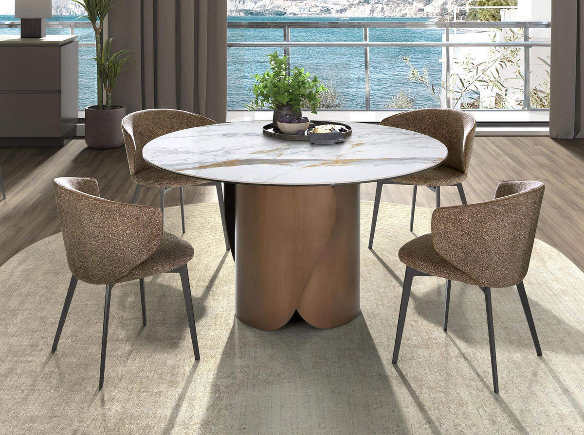 STUHL Brauner marmorierter Stoffstuhl 59/55/76cm - Ecru/Braun, Textil/Metall (59/76/55cm) - ANGEL CERDA