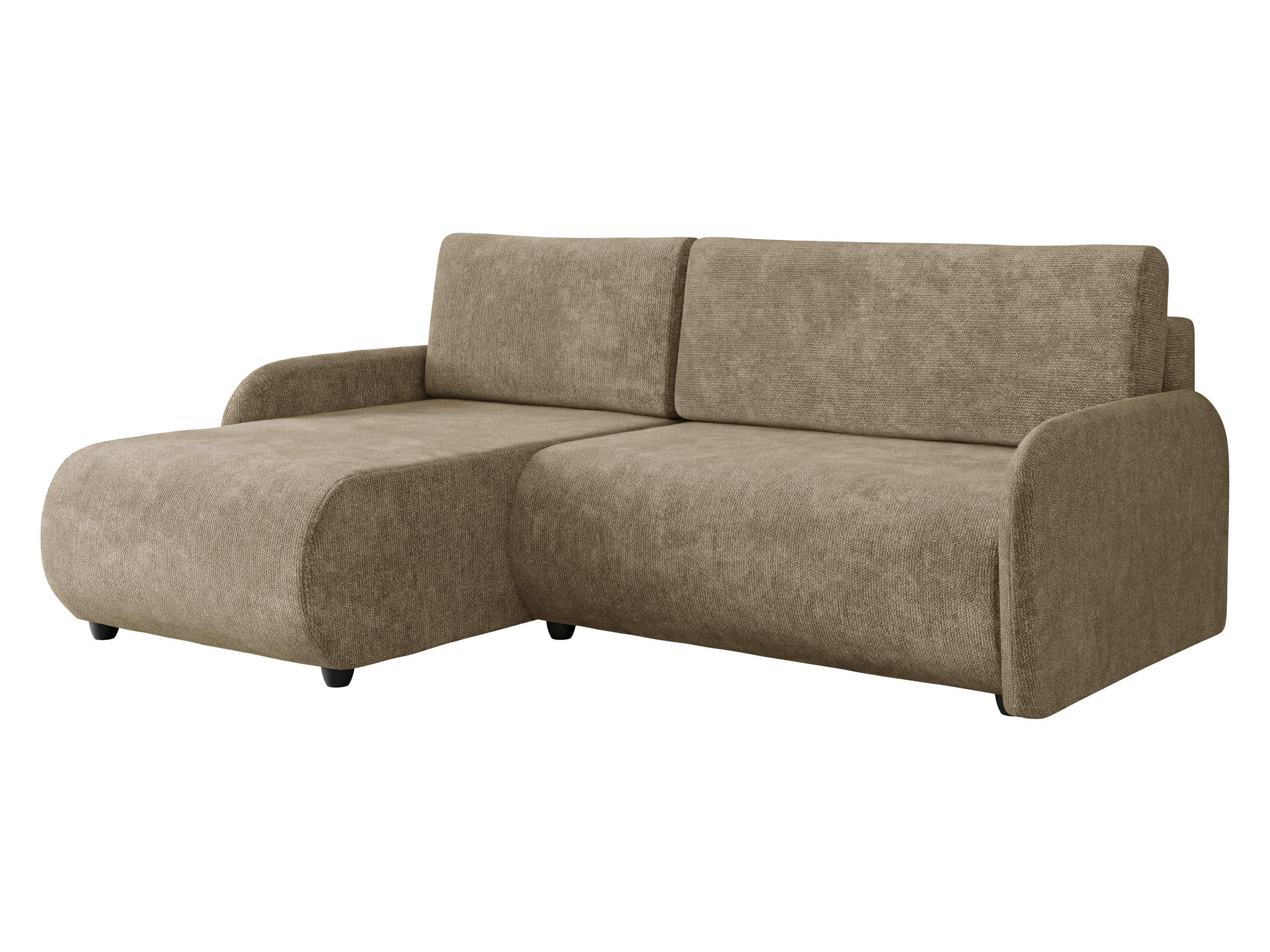 ECKSCHLAFSOFA Nest - Hellbraun/Schwarz, Holz/Kunststoff (233/160cm) - MIRJAN24