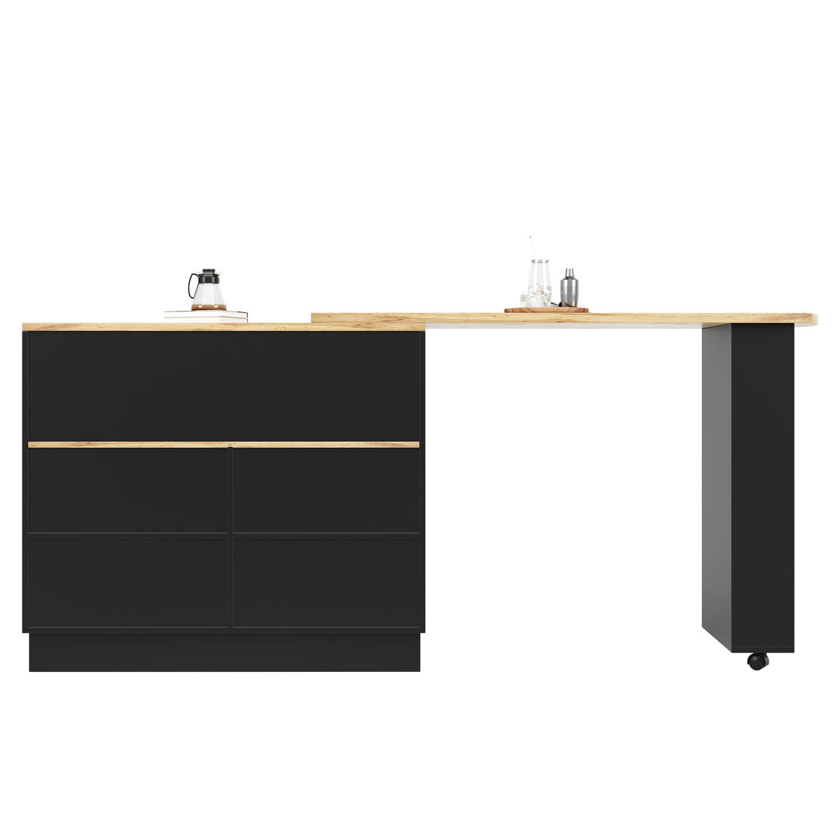 BARTISCH Schwarz 90-120/45/100-103 cm - Schwarz, Holz (45/90/100cm) - PANGIVO