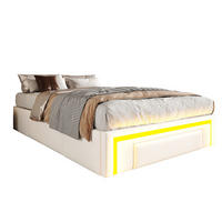 BETTGESTELL 90x200cm PU Leder Schubladen LED Weiß - Weiß, Textil (90/200cm) - FLIEKS