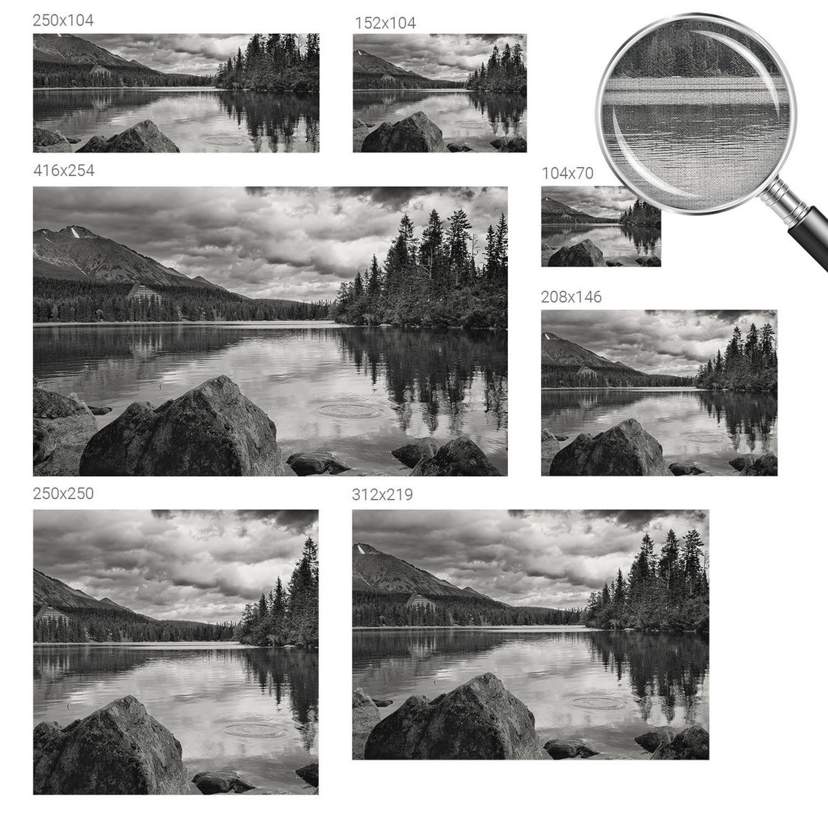 FOTOTAPETE 104x70 cm - Bergpanorama - Schwarz, Textil (104/70cm) - Wallfluent