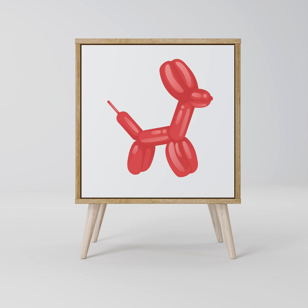 SIDEBOARD CHILDHOOD MEMORY, Grau, 57,5x42x70,5 cm, Schwarze Metall-Sternfüße - Multicolor/Schwarz, Holzwerkstoff/Metall (57.5/70.5/42cm) - SpaceRebels