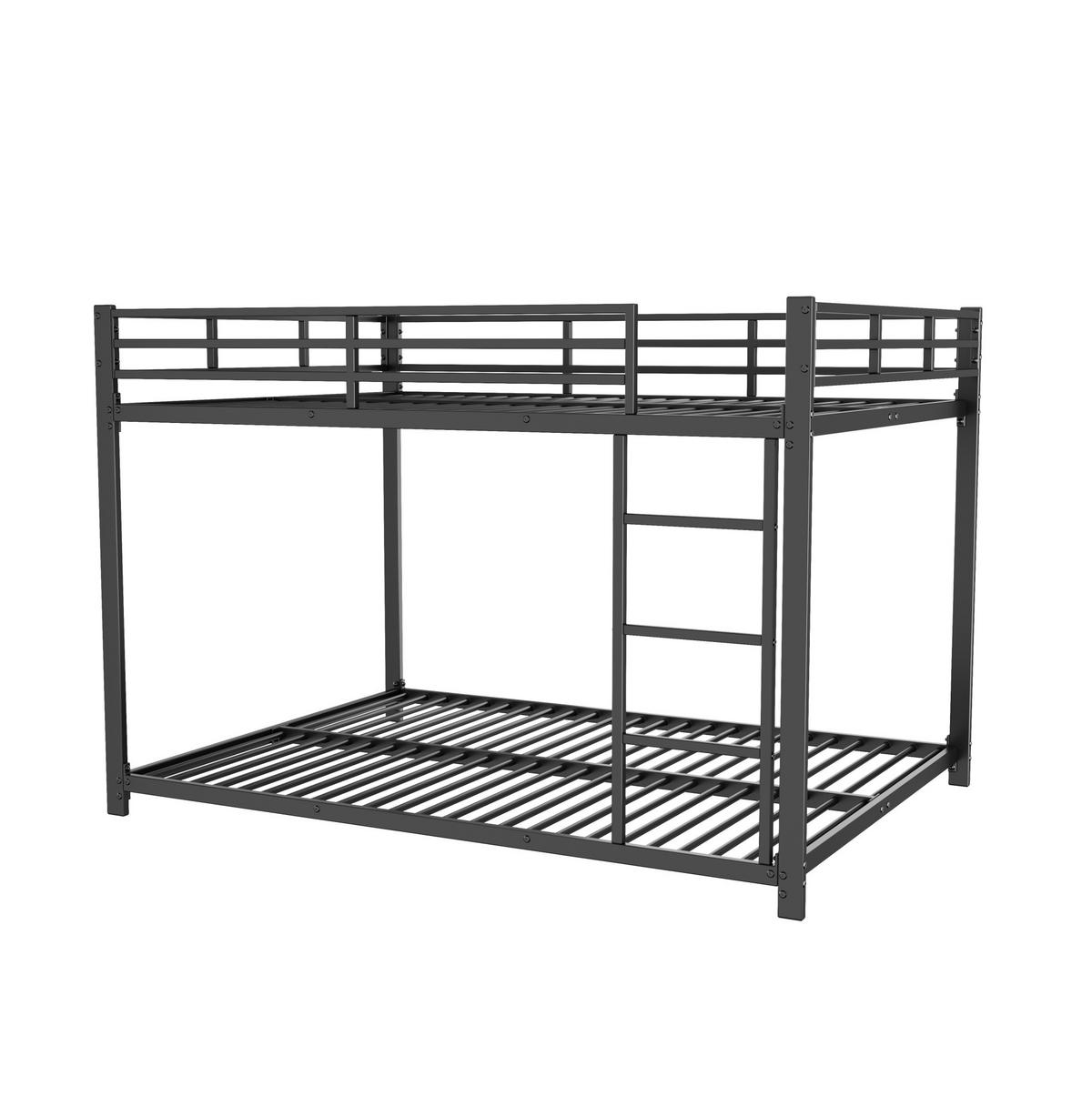 ETAGENBETT aus Metall 140x200 cm Schwarz mit Sicherheitsleisten, Lattenrosten und platzsparendem Design - Schwarz, Metall (140/200cm) - Modfu