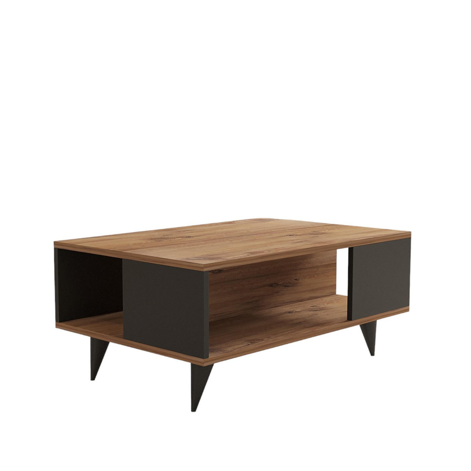 COUCHTISCH Yuka Nussbaum/Schwarz - Nussbaumfarben/Schwarz, Holz (60/90/39cm) - Habitat Garten
