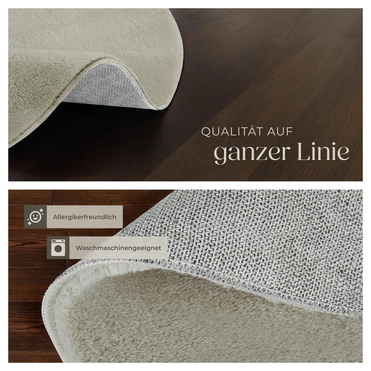 KURZFLORTEPPICH Soft Zone, rutschfeste Unterseite, Sand - Sandfarben, Textil (120/120cm) - tectake