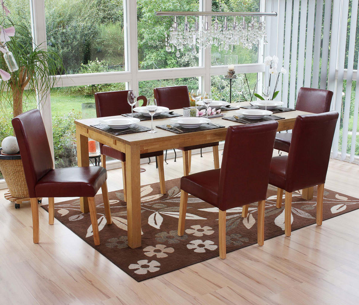 ESSZIMMERSTUHL klassisch und zeitlos 90x43x56cm Sitzhöhe 45cm Kunstleder helle Beine Rot-Braun - Rotbraun, Kunststoff (43/90/56cm) - CHEFGASTRO