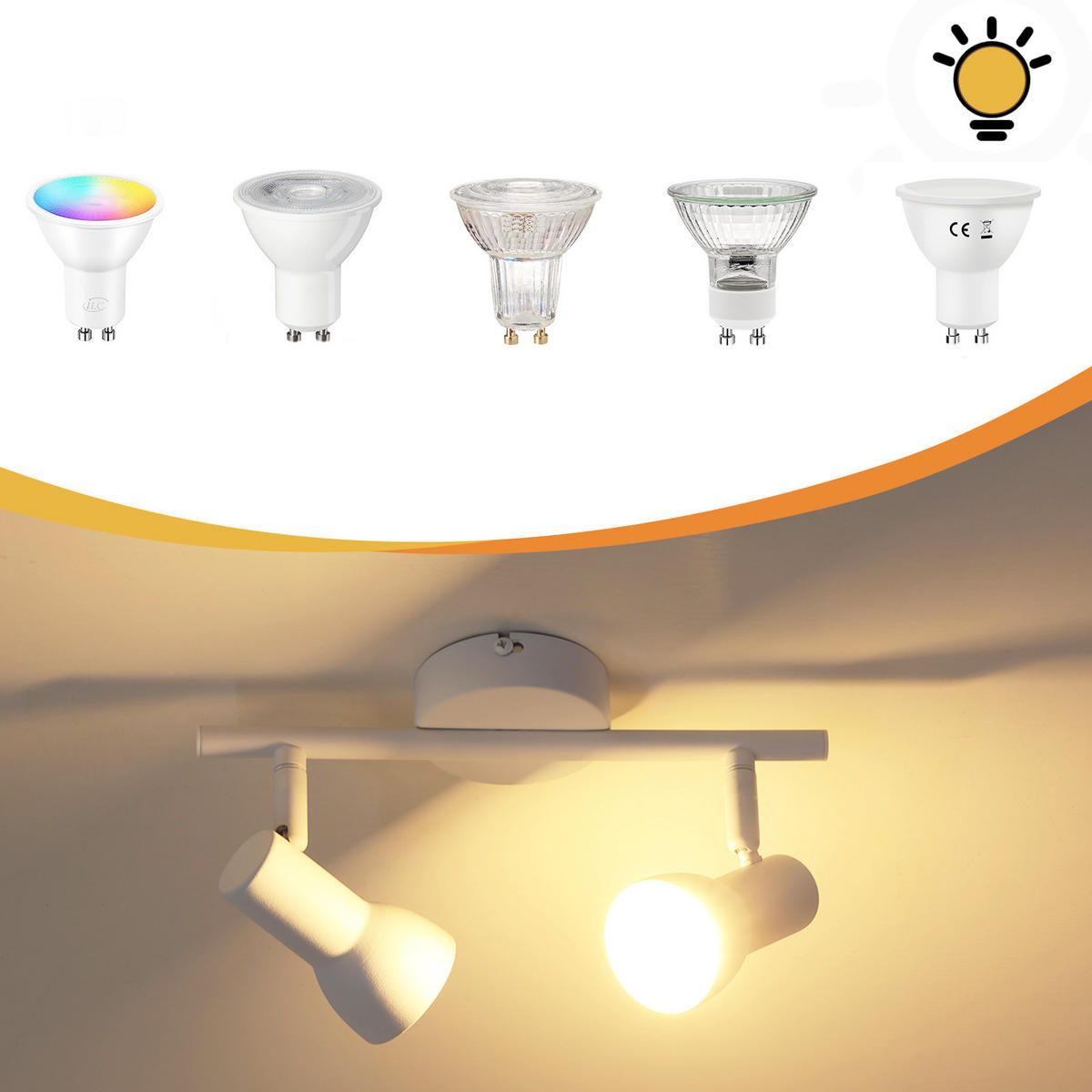 STRAHLER 2 Flammig-GU10 8*15.5*25.5 - Weiß, Metall (25.5/8/15.5cm) - ZMH