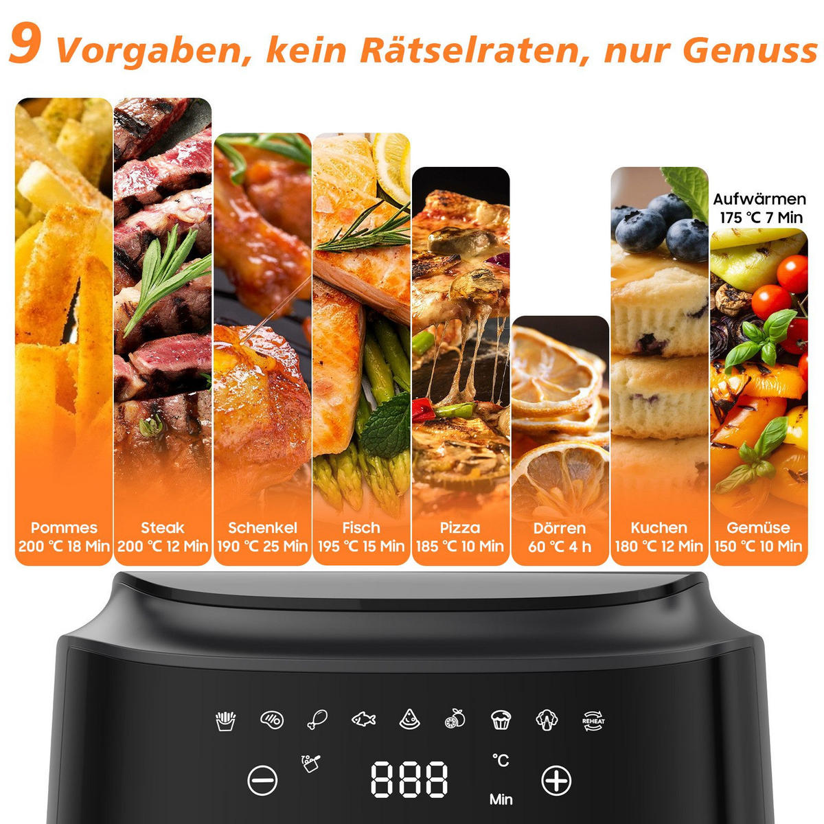 HEISSLUFTFRITTEUSE 6L - Schwarz, Metall (29/25/27cm) - Aimax