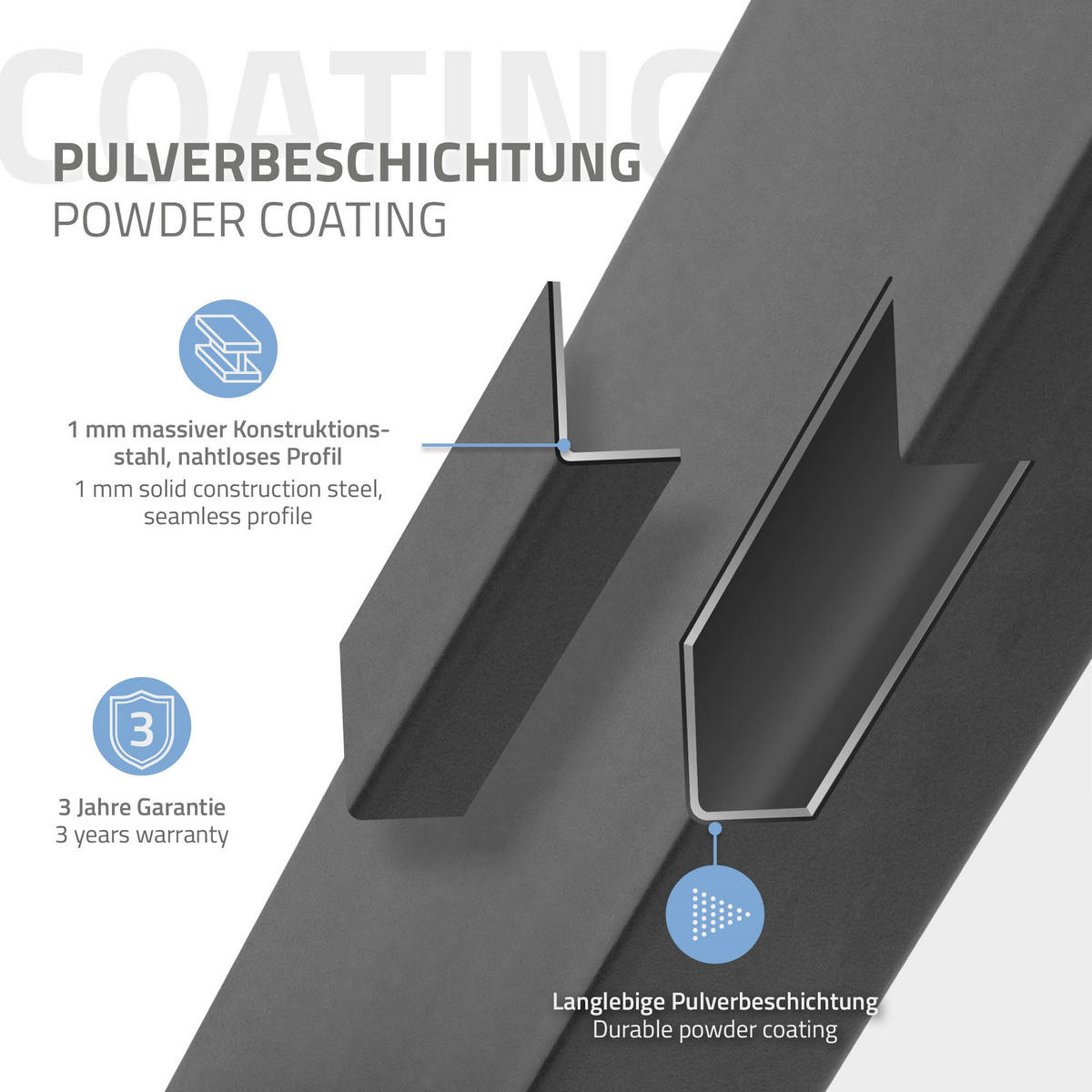 TISCHBEINE 2er Set V-Form 75 x 72 cm Dunkelgrau - Bronzefarben, Metall (75/8/72cm) - ML-DESIGN