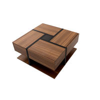 COUCHTISCH Schwarz/Holzfarben 78/78/36 cm mit 4 Schubladen - Naturfarben, Holzwerkstoff (78/78/36cm) - PANGIVO