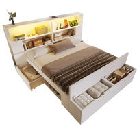 BETT 140/200 cm in Weiß – inkl. Lattenrost, Stauraum, LED und USB - Weiß, Holzwerkstoff (140/200cm) - BEAOK