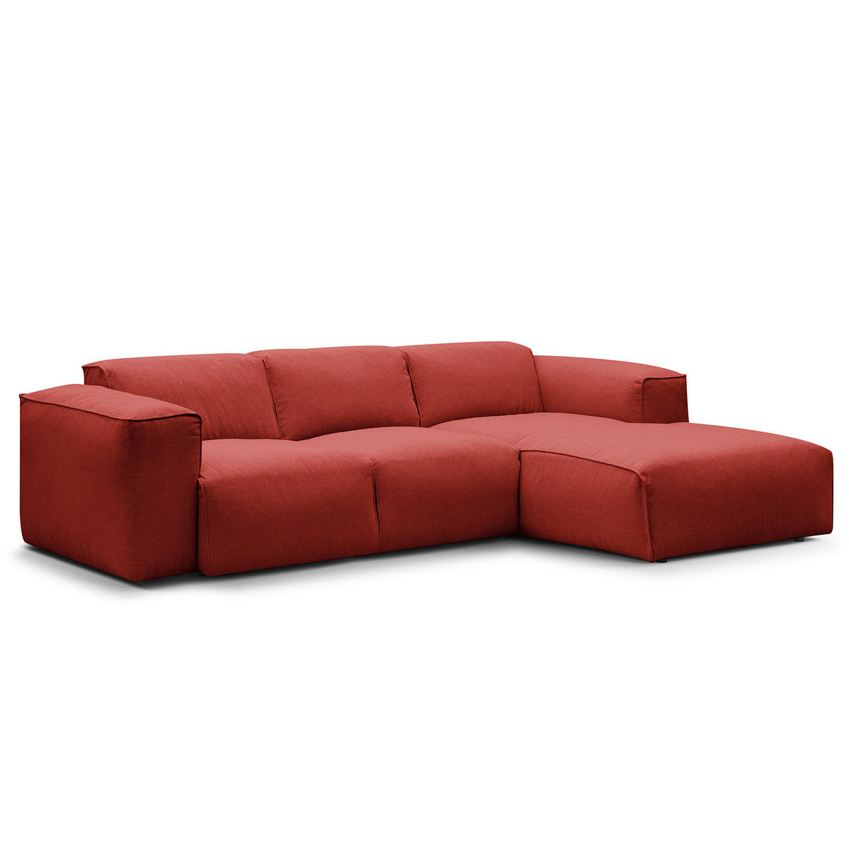 3-SITZER ECKSOFA mit Longchair - Rot/Schwarz, Kunststoff/Textil (251/173cm) - home24