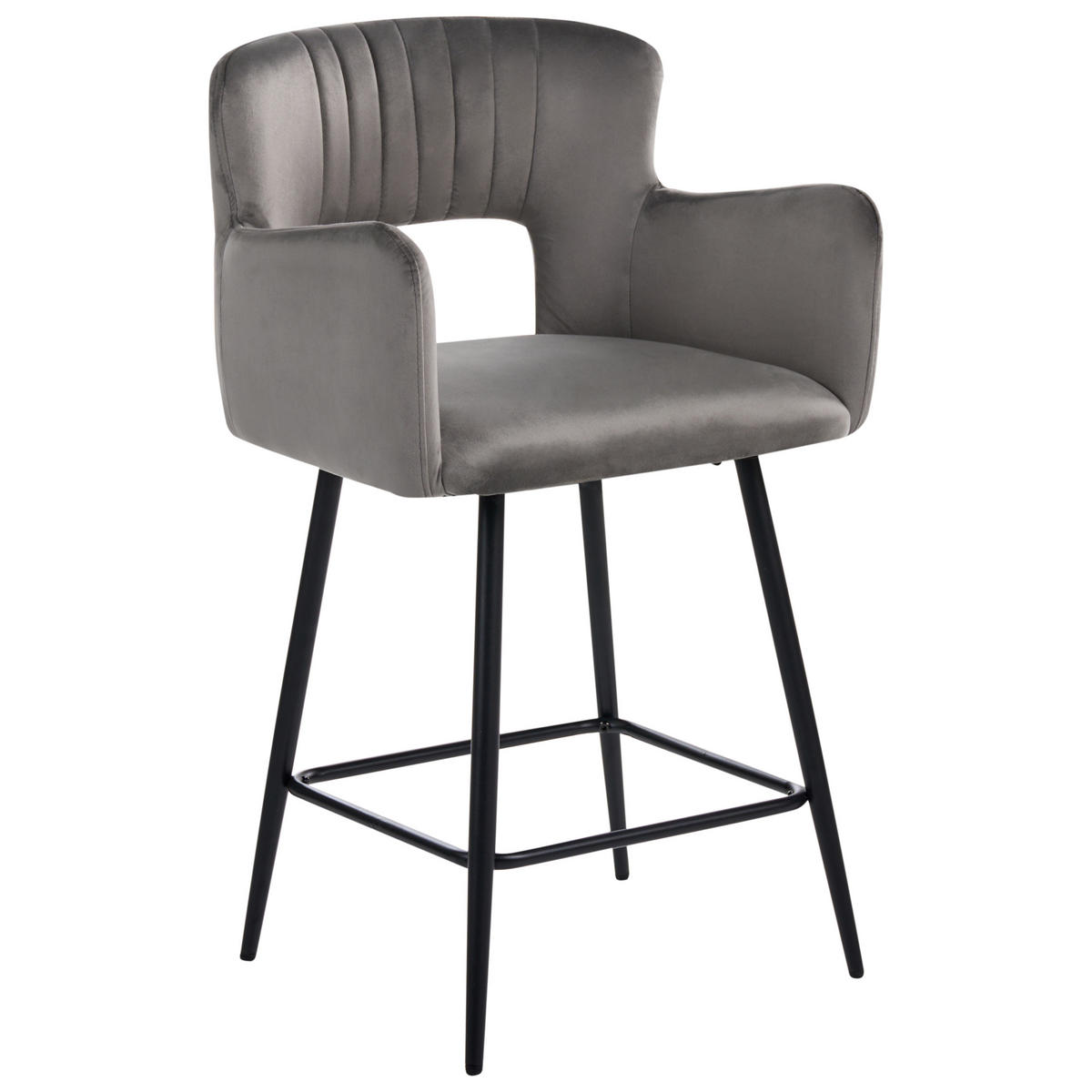 BARSTUHL 2er-Set Samtstoff Hellgrau Sanilac - Hellgrau, Textil (53/94/51cm) - Beliani