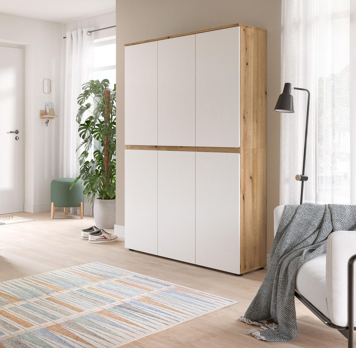 UNIVERSALSCHRANK SCARPA (B/H/T: ca. 105/175/37 cm) in Evoke Oak Nachbildung/weiß - Eichefarben, Holzwerkstoff (105/175/37cm)
