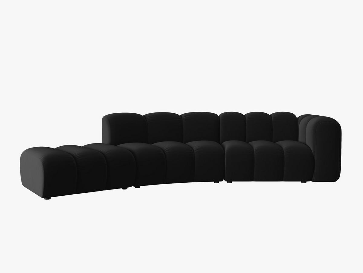 SOFA modular links Lupine aus Samt schwarz 5 Sitzplätze - Schwarz, Textil (166/70/335cm) - Micadoni