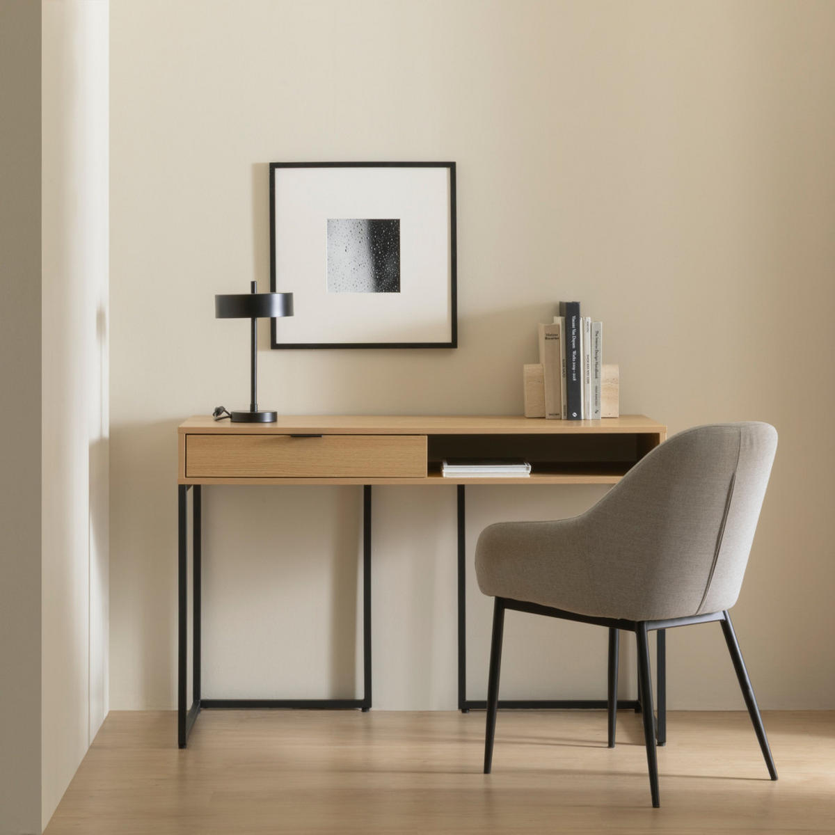 SCHREIBTISCH Bari Natur 50 x 120 - Schwarz/Braun, Holzwerkstoff (120/50/78cm) - Kenay Home