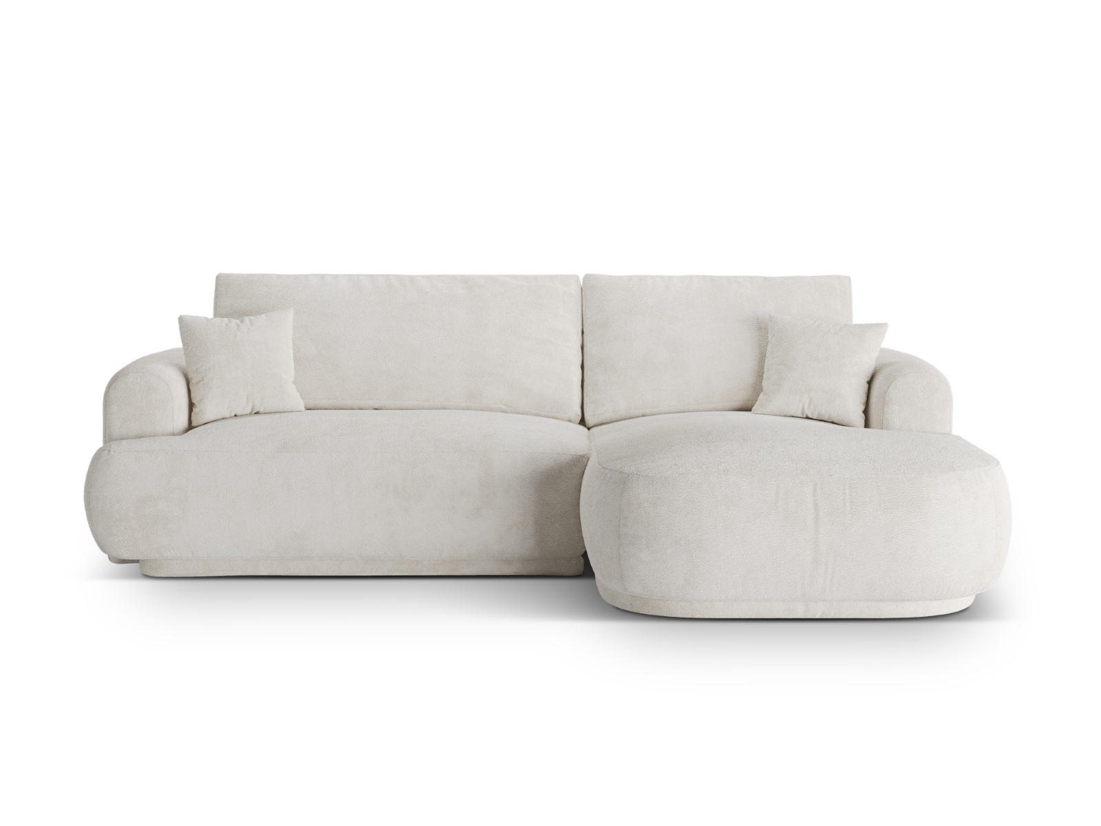 SCHLAFSOFA modular mit Bettkasten rechts Ella aus Boucle leichtes beige 5 Sitzplätze - Creme, Textil (174/271cm) - Micadoni