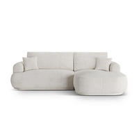 SCHLAFSOFA modular mit Bettkasten rechts Ella aus Boucle leichtes beige 5 Sitzplätze - Creme, Textil (174/271cm) - Micadoni