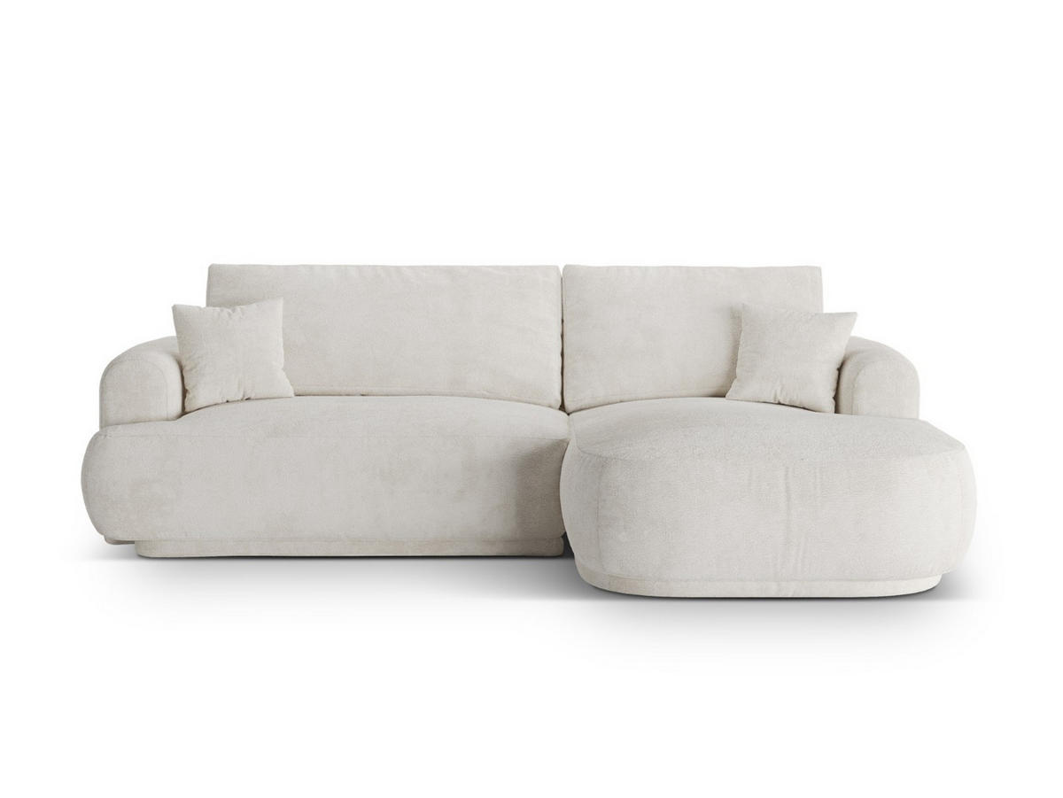 SCHLAFSOFA modular mit Bettkasten rechts Ella aus Boucle leichtes beige 5 Sitzplätze - Creme, Textil (174/271cm) - Micadoni