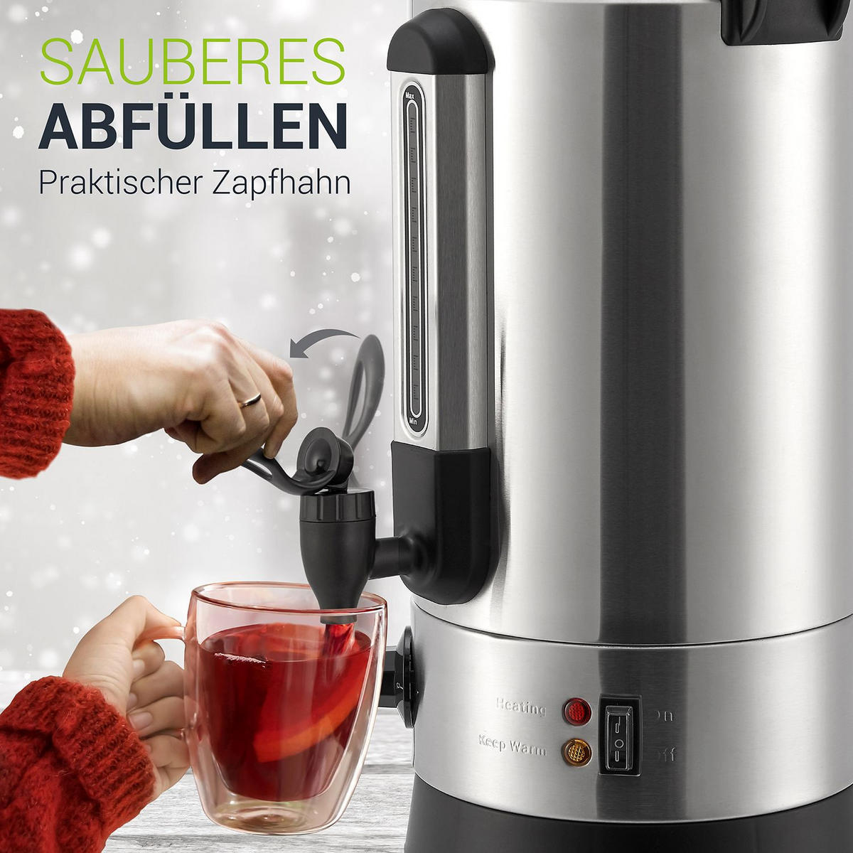 GLÜHWEINKOCHER Teramo 10 L - Silberfarben, Metall (30/50/23cm) - Juskys