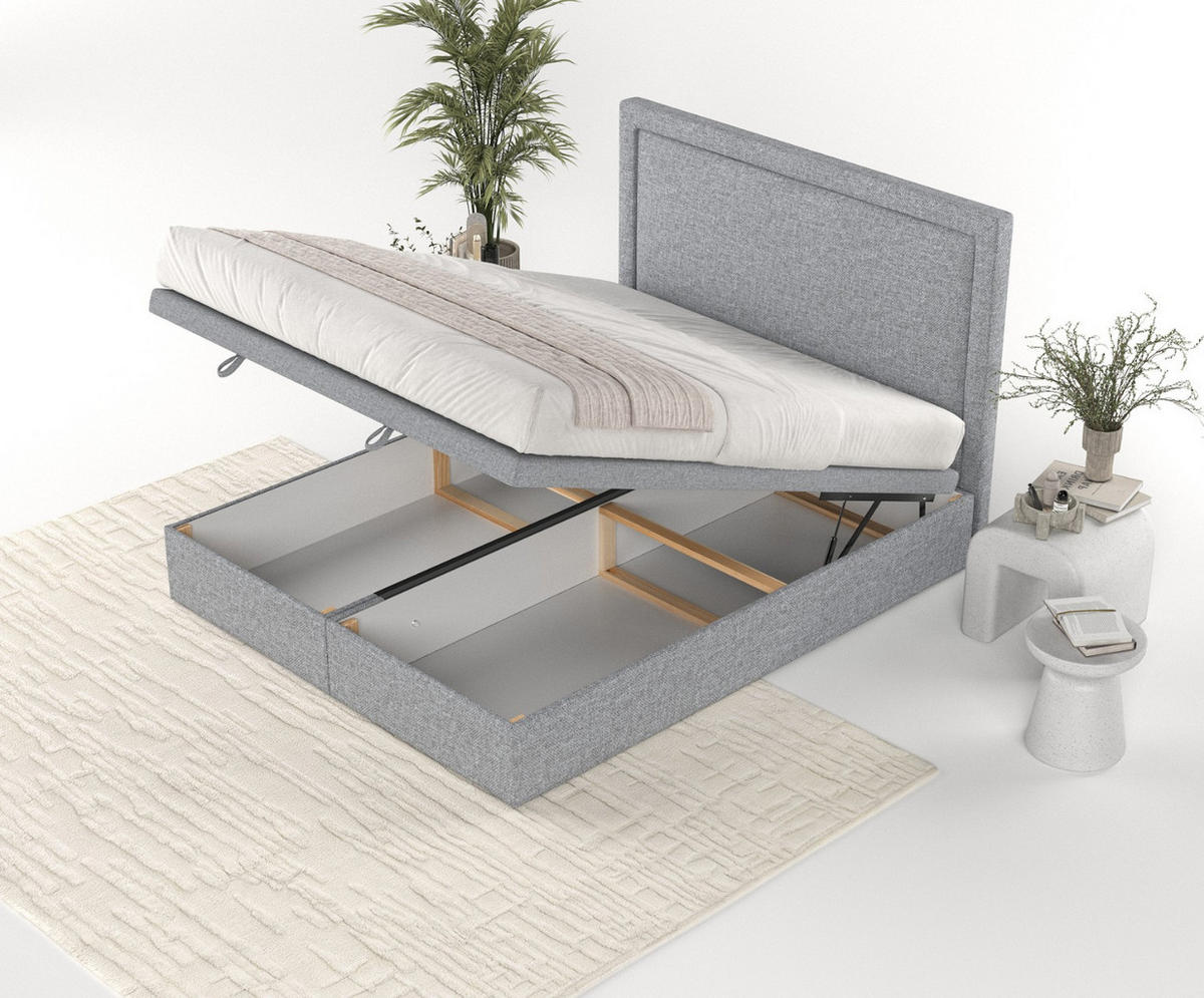 POLSTERBETT Salma mit Stauraum 160/200 cm Grau im Alta Stoff - Schwarz/Grau, Holz/Holzwerkstoff (160/200cm) - AltaBeds