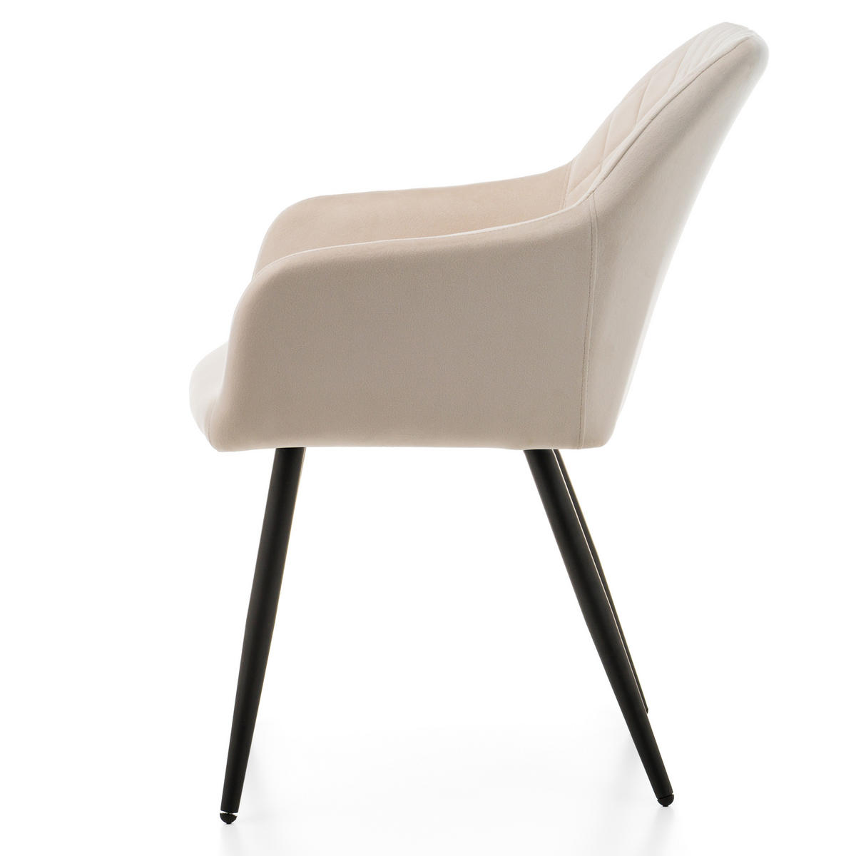 STUHL TODI gepolstert mit Steppung - beige - Samt Velours - Beige/Schwarz, Textil/Metall (56/85/62cm) - NEW HOME