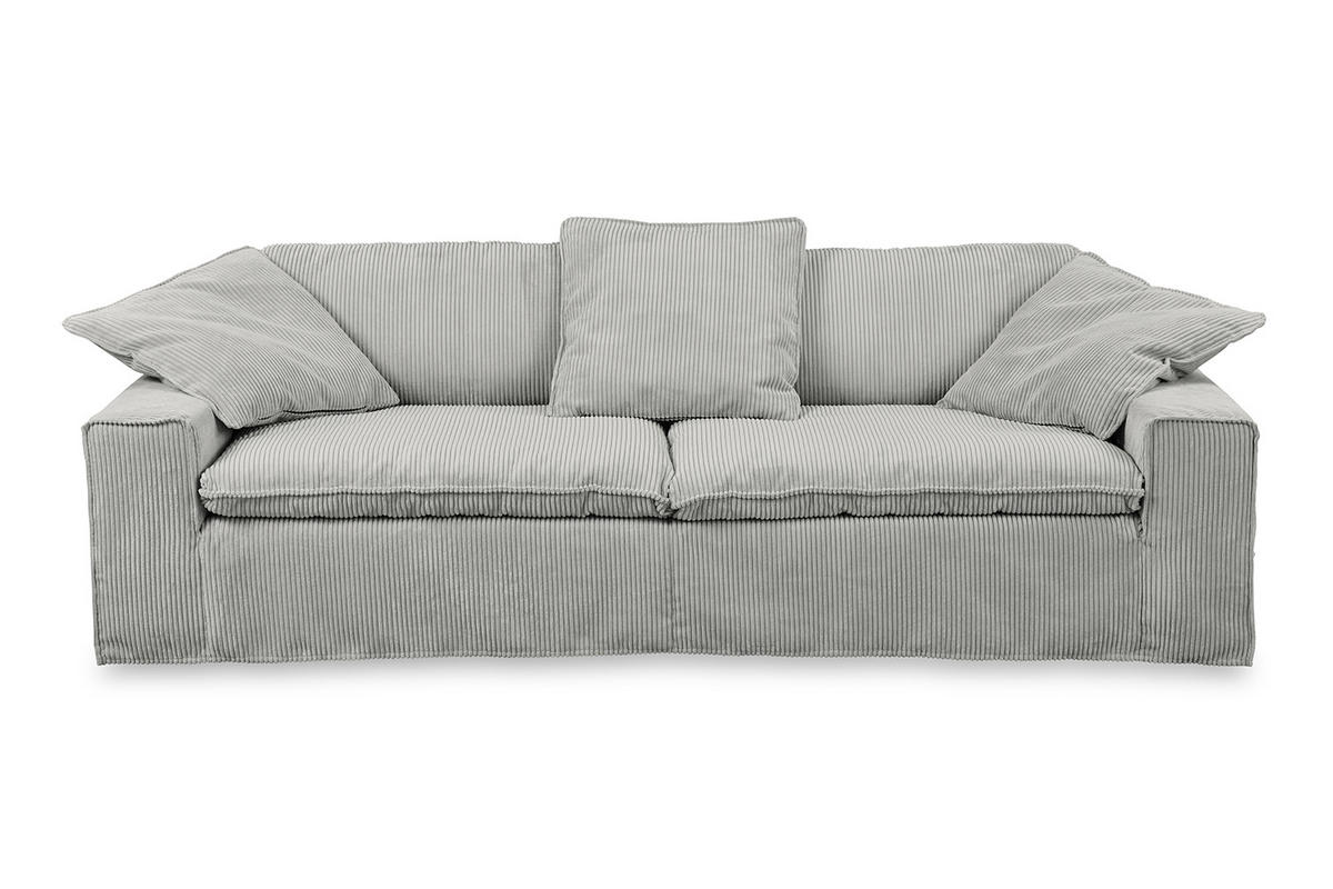 SOFA XL NETTA Grau Cord - Braun/Grau, Birkenholz/Textil (258/90/116cm) - KAWOLA