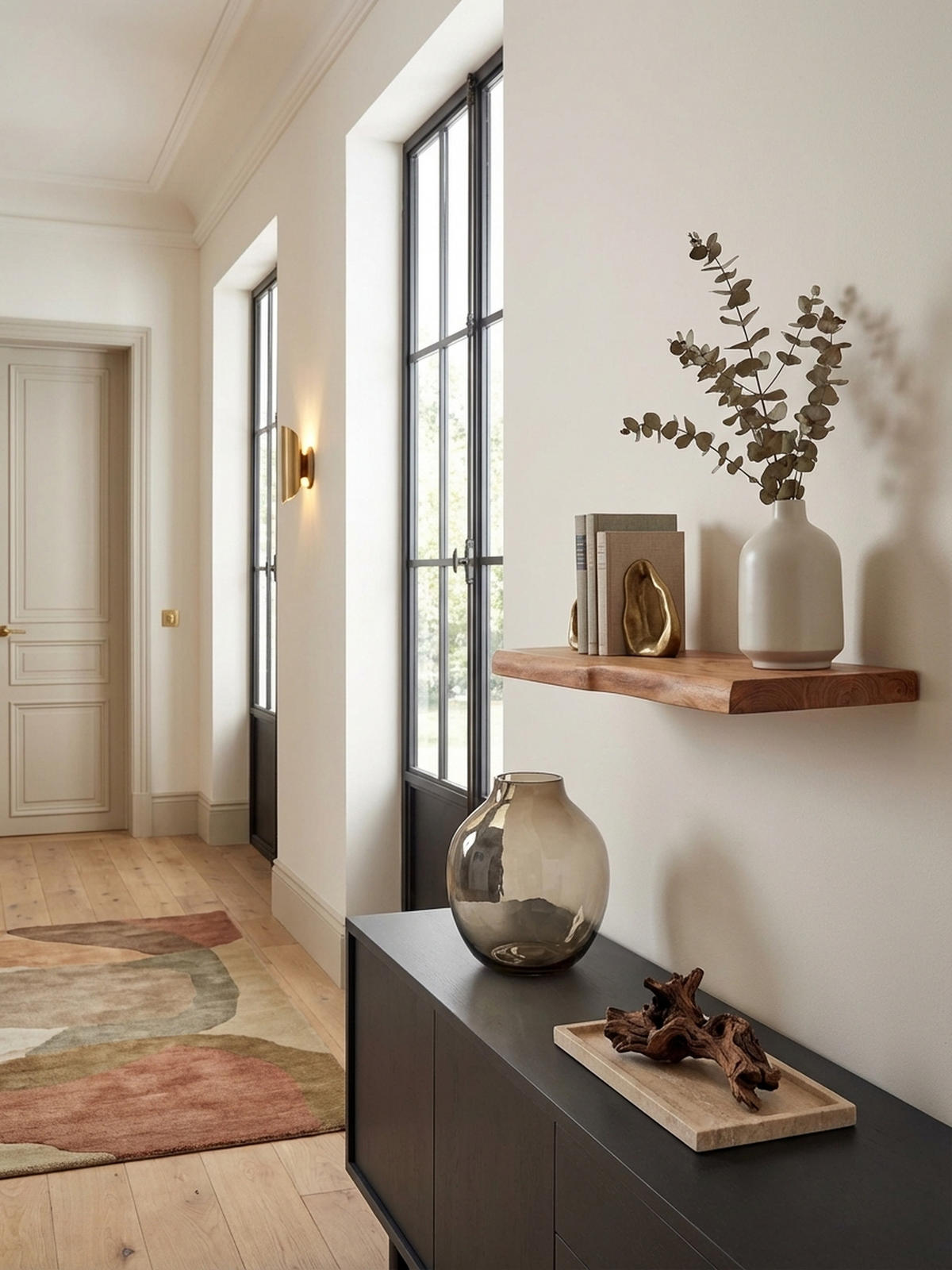 WANDREGAL Akazienholz Baumkante Rustikal, Beige 60x26x4 cm - Beige, Holz (60/4/26cm) - KADIMA DESIGN