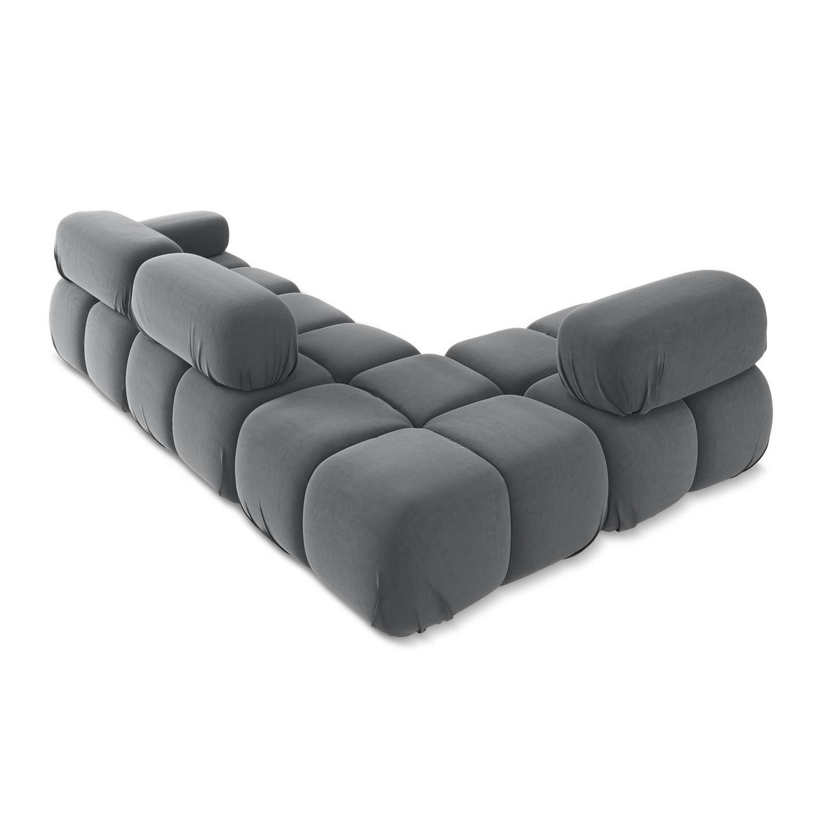 ECKSOFA Links Samt Stoff Grau - Dunkelgrau/Schwarz, Kunststoff/Textil (190/285cm) - LaMiaSofa