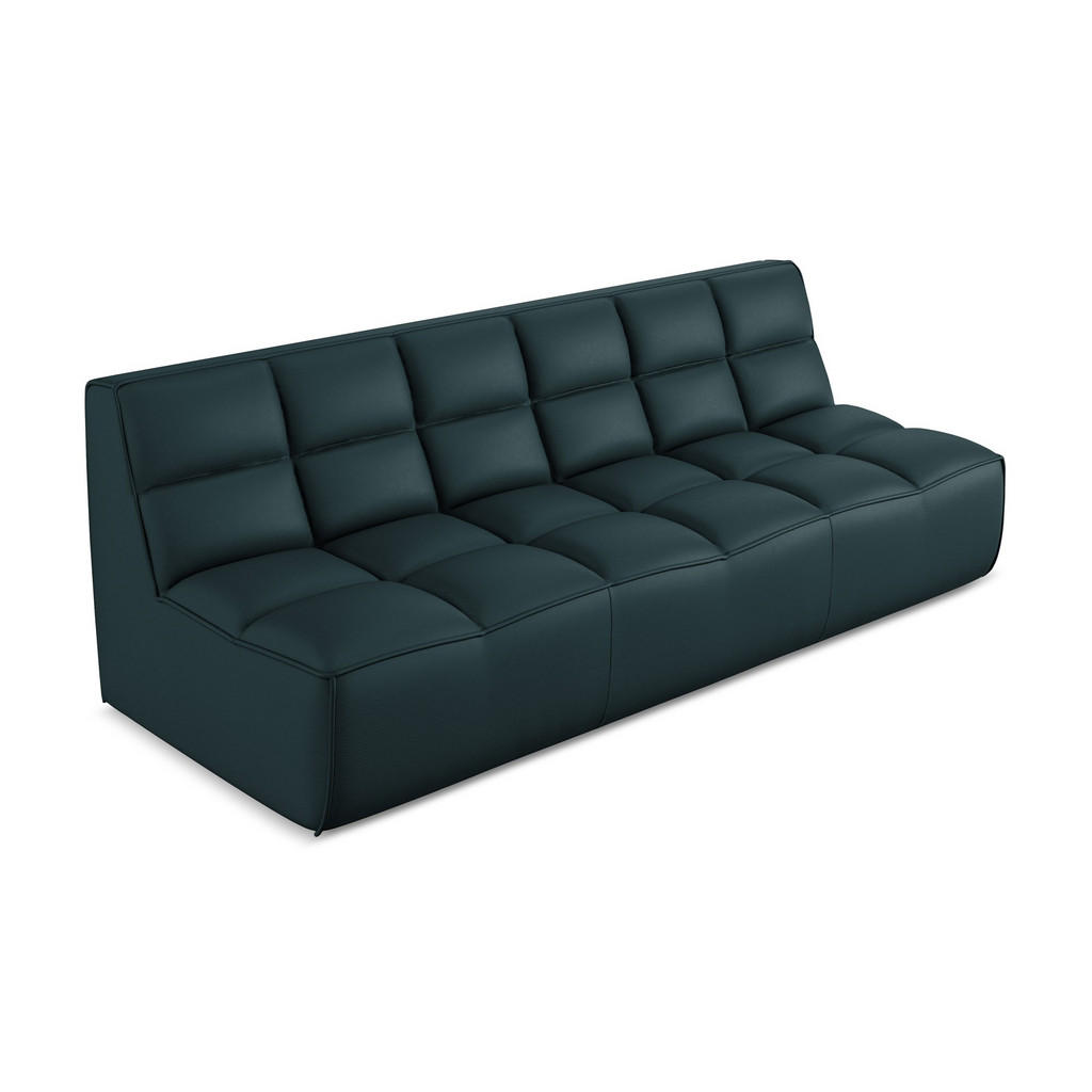 Thumbnail - Makamii 3-Sitzer, Petrol, Leder, Füllung: Schaumstoff, 210x75x93 cm, Made in EU, Wohnzimmer, Sofas & Couches, Sofas, 3-S...