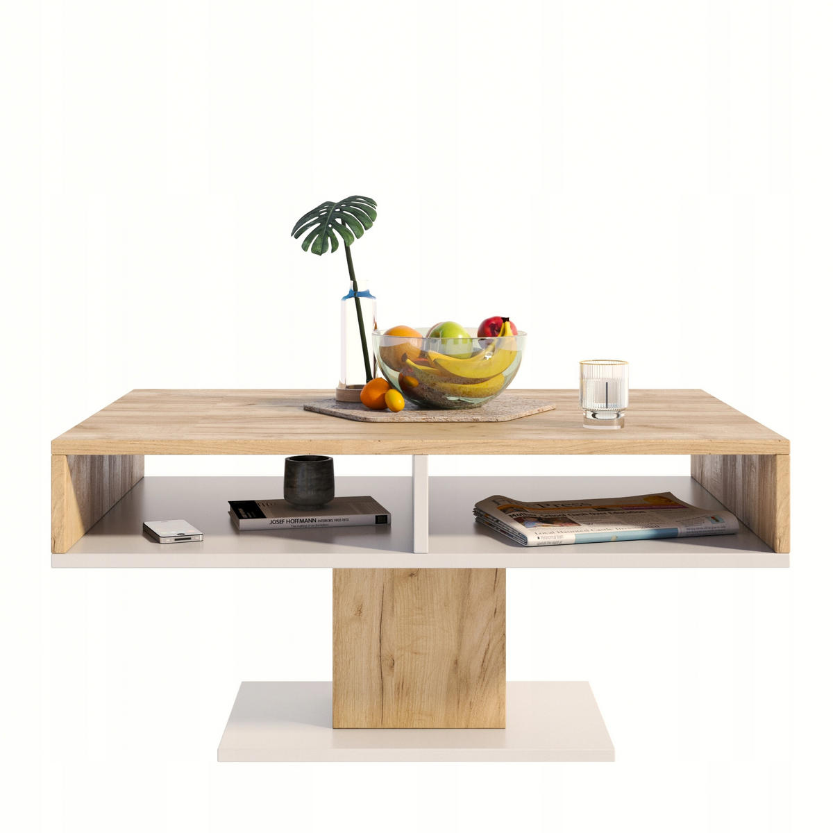 COUCHTISCH INES Artisan Eiche-Weiß 100/50/50 cm - Multicolor, Holzwerkstoff (50/100/50cm) - Matkam Möbel