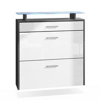 SCHUHSCHRANK Malea Fronten in Weiß Hochglanz - Weiß Hochglanz, Holzwerkstoff (89/96/23cm) - Vladon