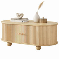 COUCHTISCH 100/50/40 cm, Holzfarbe, mit Stauraum und Schiebetüren - Naturfarben, Holz/Holzwerkstoff (50/100/40cm) - CHICFURN