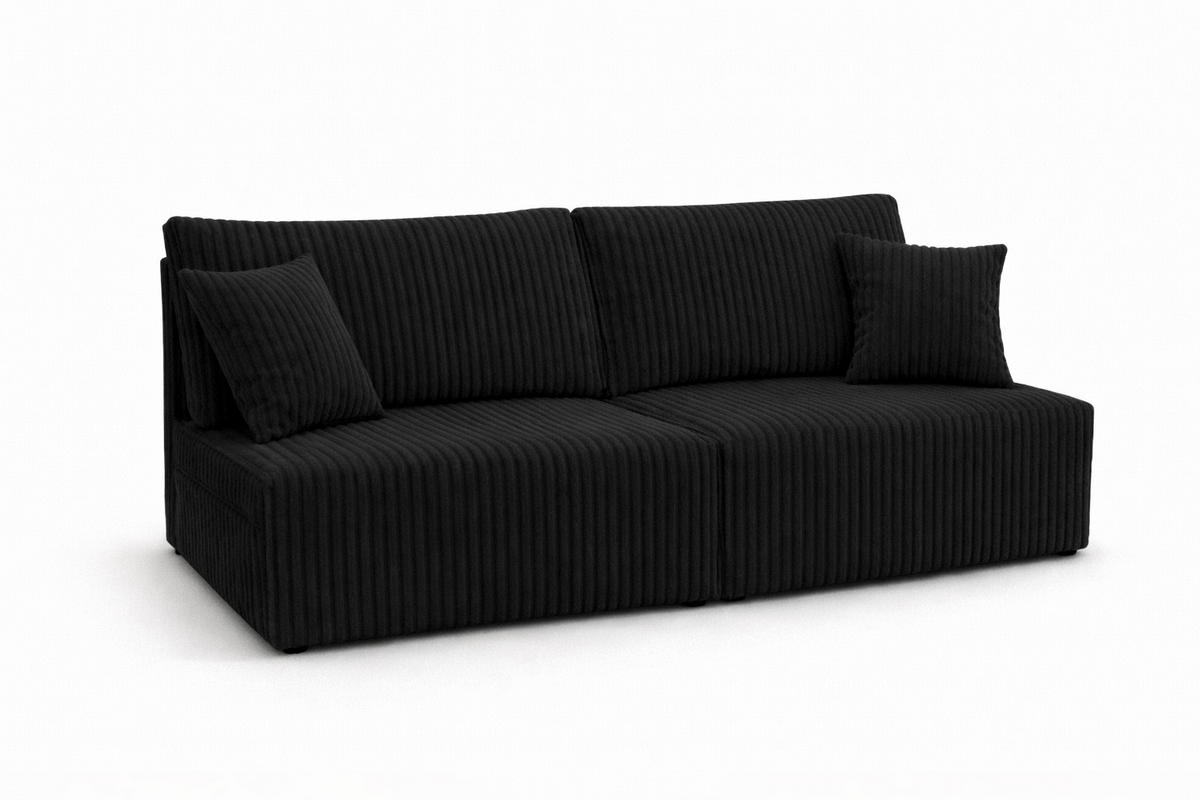 SOFA Mit Schlaffunktion Und Bettkasten, Cordstoff Tilia, Schwarz, BEST MINI - Schwarz, Holz (200/83/98cm) - Kaiser Möbel