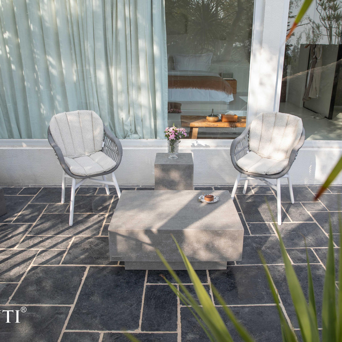 COUCHTISCH TEVERE aus GF-Beton Rechteck, Wetterbeständig, 86x86x36 cm - Grau, Naturmaterialien (86/86/36cm) - Elementi