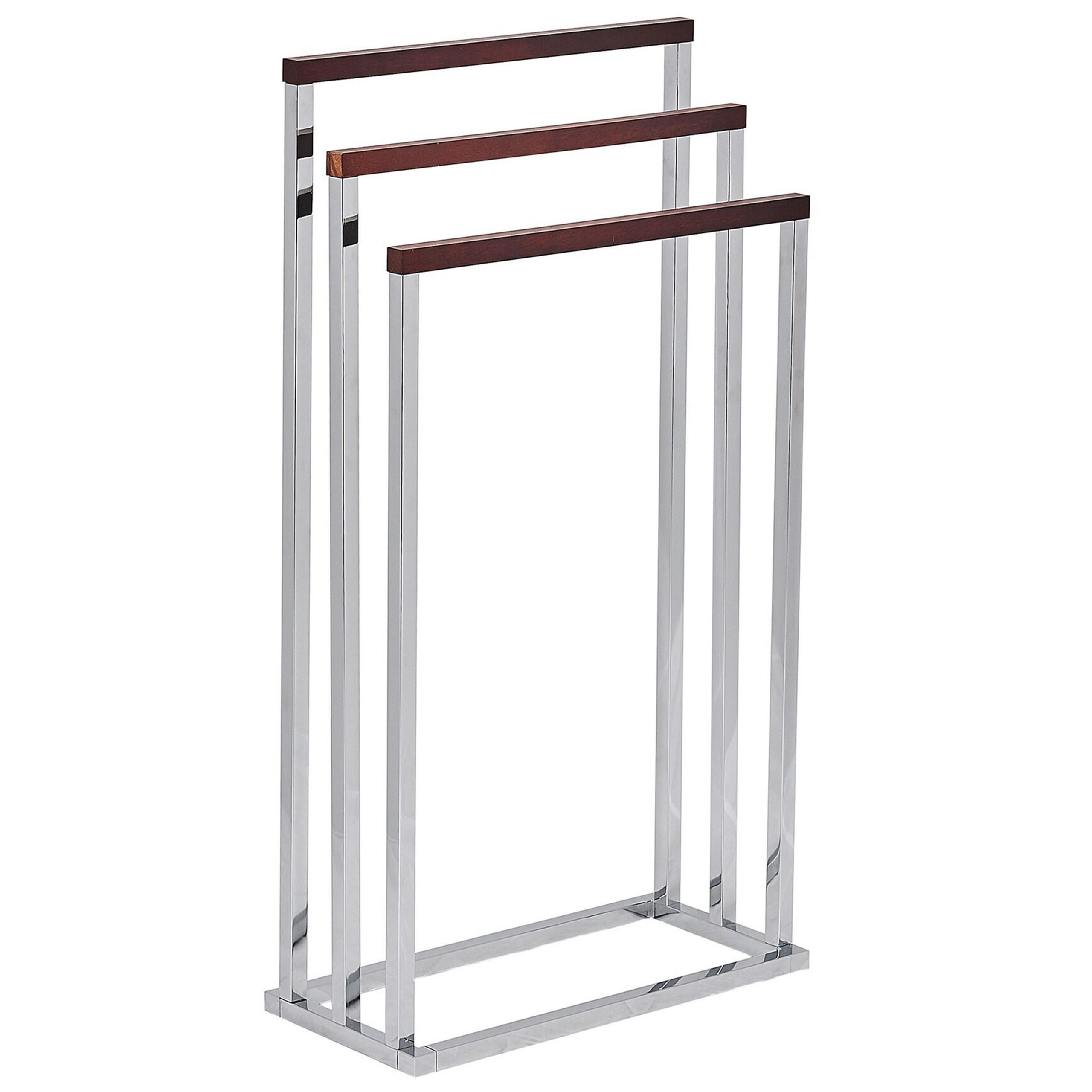 HANDTUCHSTÄNDER silber/dunkelbraun 45 x 84 cm 3 Arme Charras - Dunkelbraun/Silberfarben, Metall (45/84/21cm) - Beliani