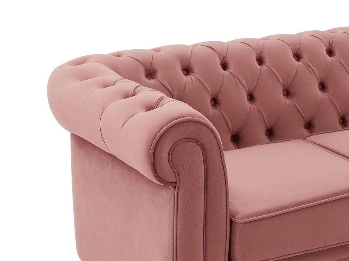 SOFA 2-Sitzer - Samt - Pastellrosa - CHESTERFIELD - Pink, Textil (88/72/168cm) - Vente-Unique