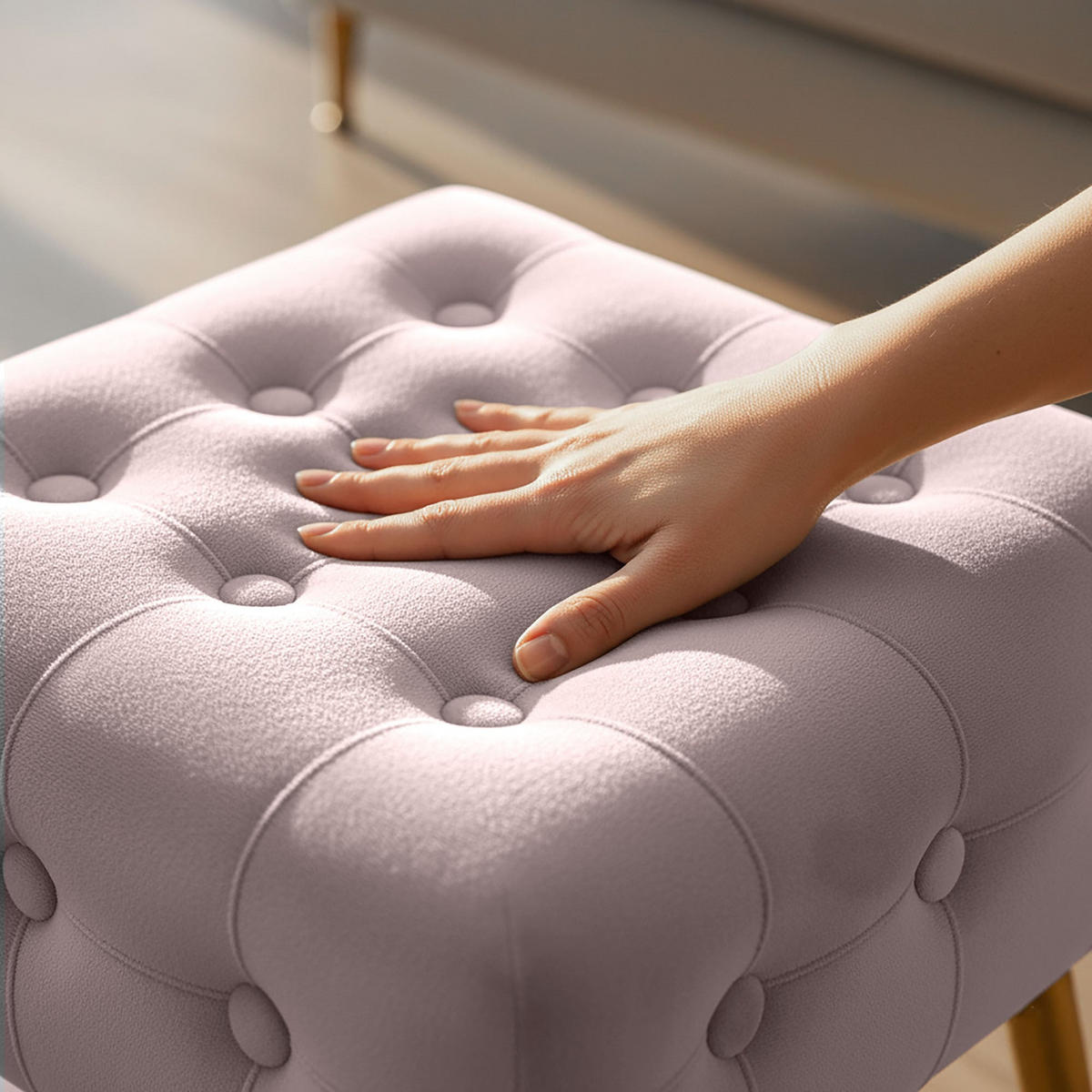 SITZHOCKER QUADRA, Rosa, T40xB40xH42 - Pink, Holz (40/42/40cm) - Milordbikes