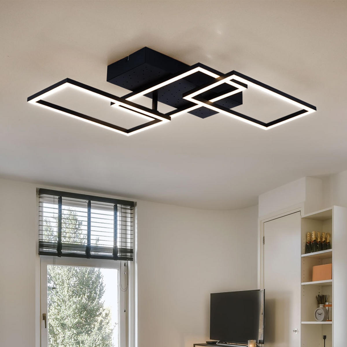 LED DECKENLEUCHTE Metall Schwarz Sterneneffekt - Schwarz, Metall (59/40.5/9.7cm) - Globo Lighting