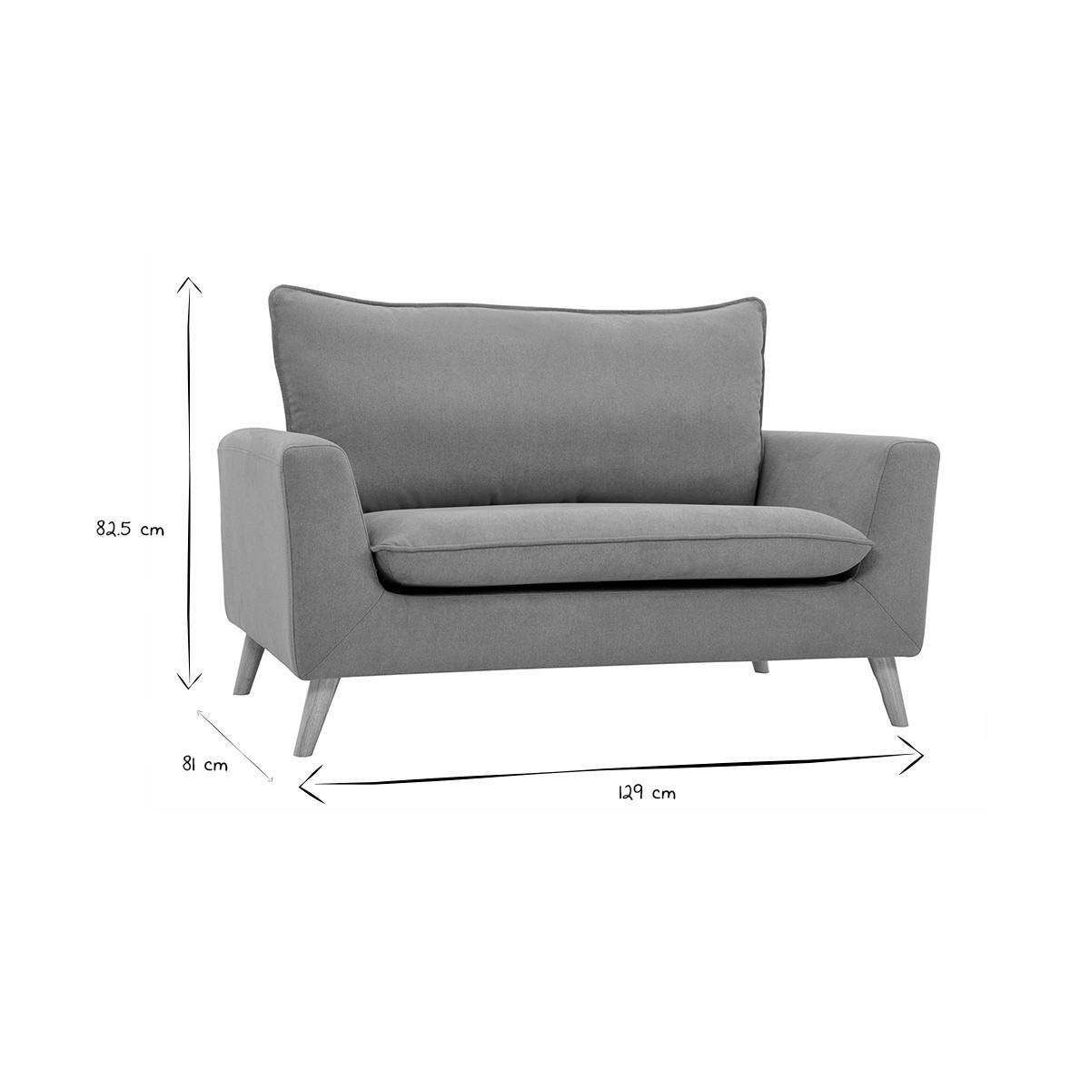 SOFA Skandinavisch Senfgelber Stoff Samteffekt Helles Holz 2-Sitzer JONAS - Gelb, Textil (129/82.5/81cm) - Miliboo