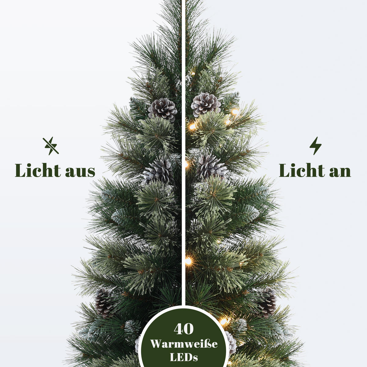 KÜNSTLICHER Weihnachtsbaum mit Beleuchtung und Timer, 90 cm - Grün, Kunststoff (90cm) - Hometopia