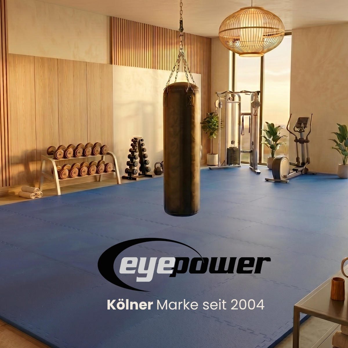 BODENSCHUTZMATTE 90x90x4 cm, Blau Schwarz, 2er Set - Blau, Kunststoff (90/90/4cm) - eyepower