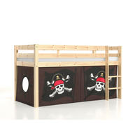 KINDERBETT Karolina 210x114x106 Massivholz Natur Textilset Caribian - Braun/Kieferfarben, Holz (90/200cm) - 58aufmkessel