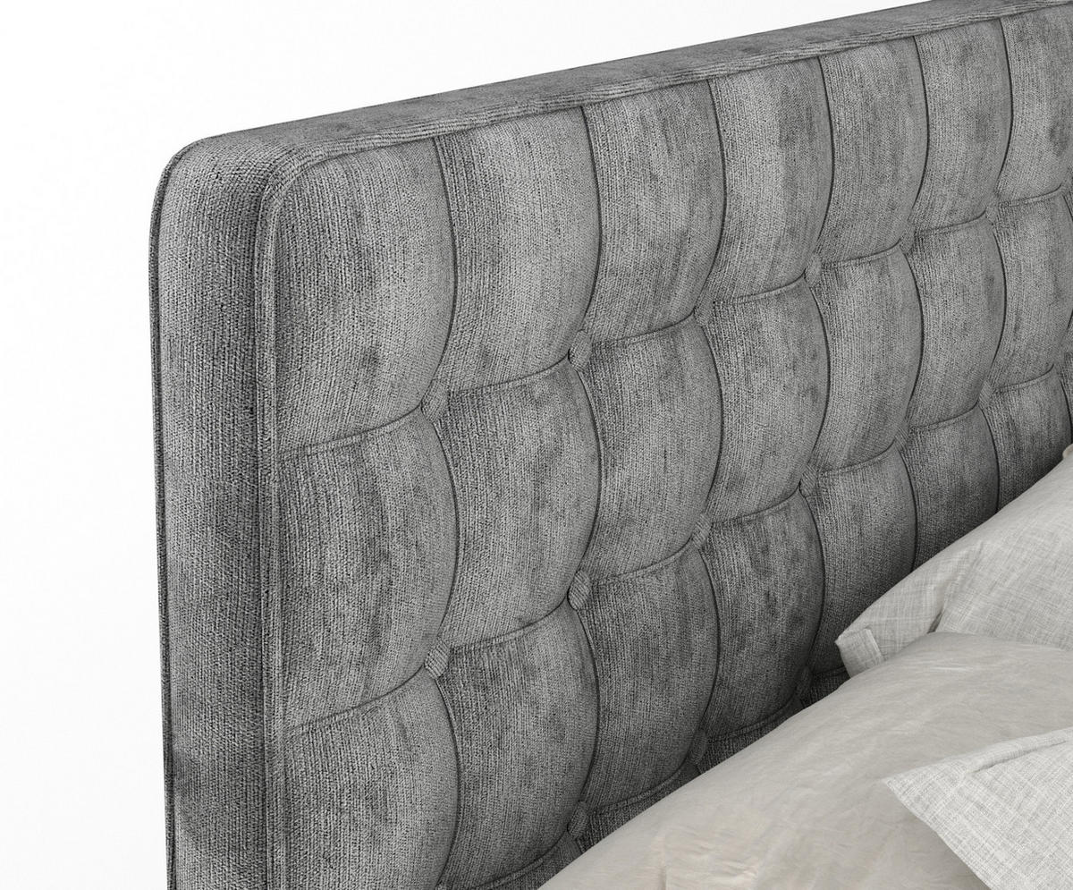 BOXSPRINGBETT Velouria Grau 180/200 cm - Schwarz/Grau, Holz/Holzwerkstoff (180/200cm) - Maison de Reve