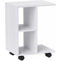 BEISTELLTISCH aus Spanplatte 45x35x58 cm Weiß in C-Form mit Rollen und Stauraum - Weiß, Holzwerkstoff (45/35/58cm) - IVMEU