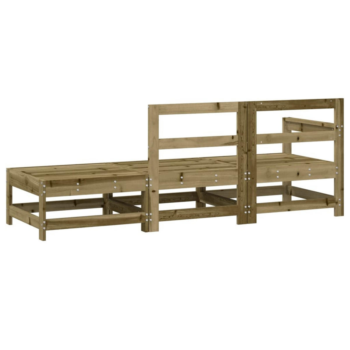 GARTEN-LOUNGE-SET 3-TLG. Kiefernholz Imprägniert - Braun, Holz (62/70.5/190cm) - vidaXL