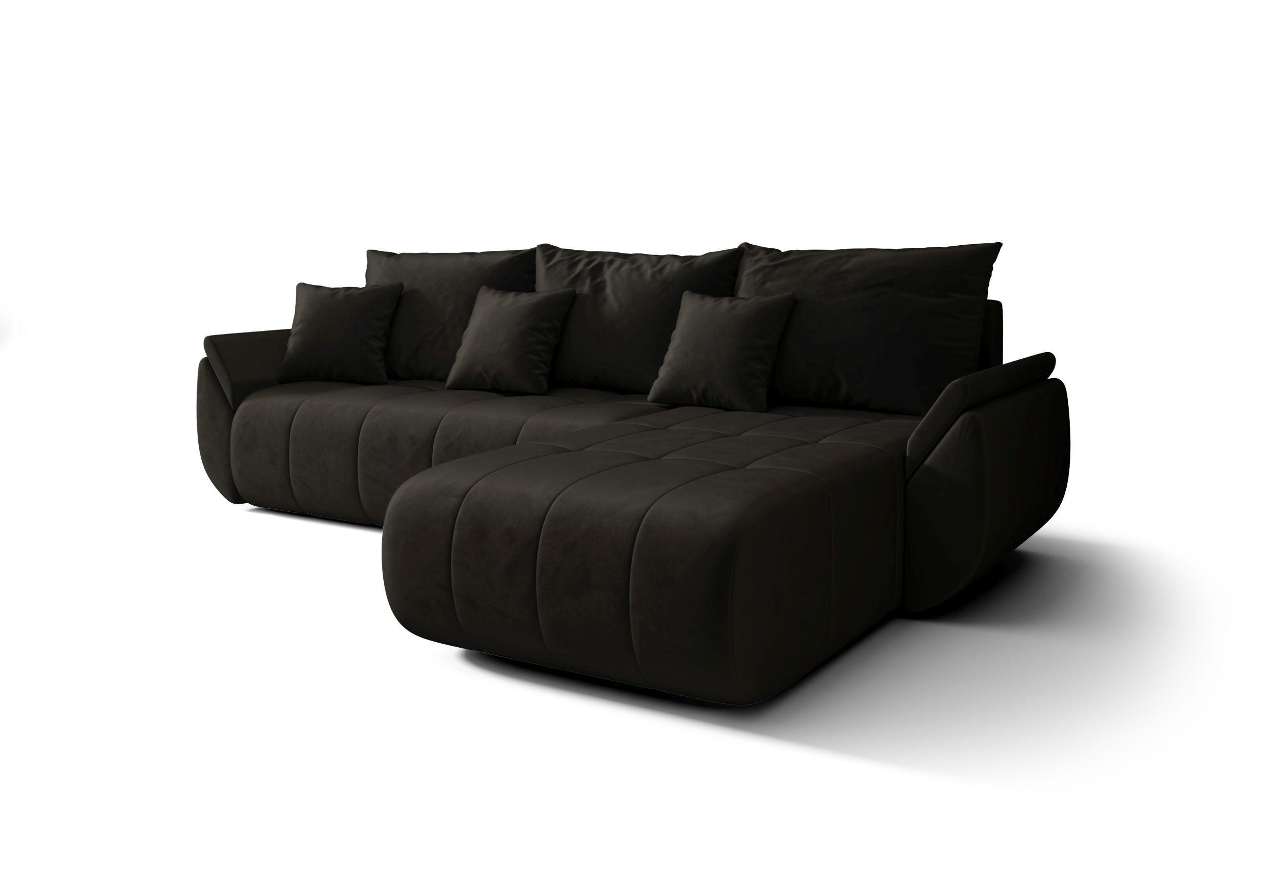 ECKSOFA mit Schlaffunktion TOKYO L Monolith 95 Links - Dunkelbraun, Textil (280/185cm) - Bedante