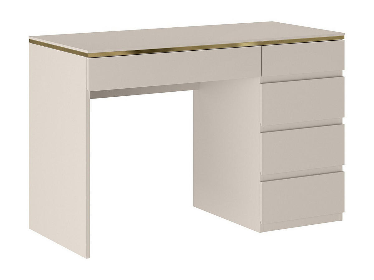 SCHREIBTISCH - 5 Schubladen - Beige & Goldfarben - VUKIA - Beige, Holz (119/55/79.1cm) - Pascal Morabito