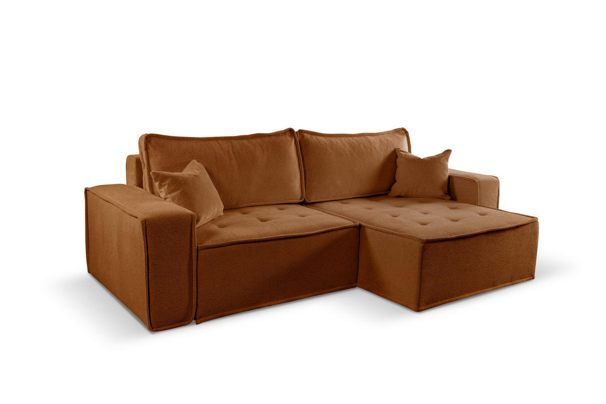 ECKSOFA Bohoo Mit Schlaffunktion Ziegel Rechts - Kupferfarben, Holz (248/140cm) - Kaiser Möbel