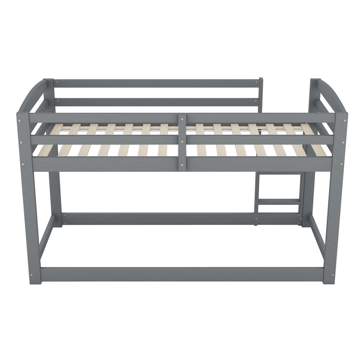 ETAGENBETT 90/200 cm Grau aus massiver Kiefer mit stabilem Geländer - Grau, Holz (90/200cm) - OKWISH